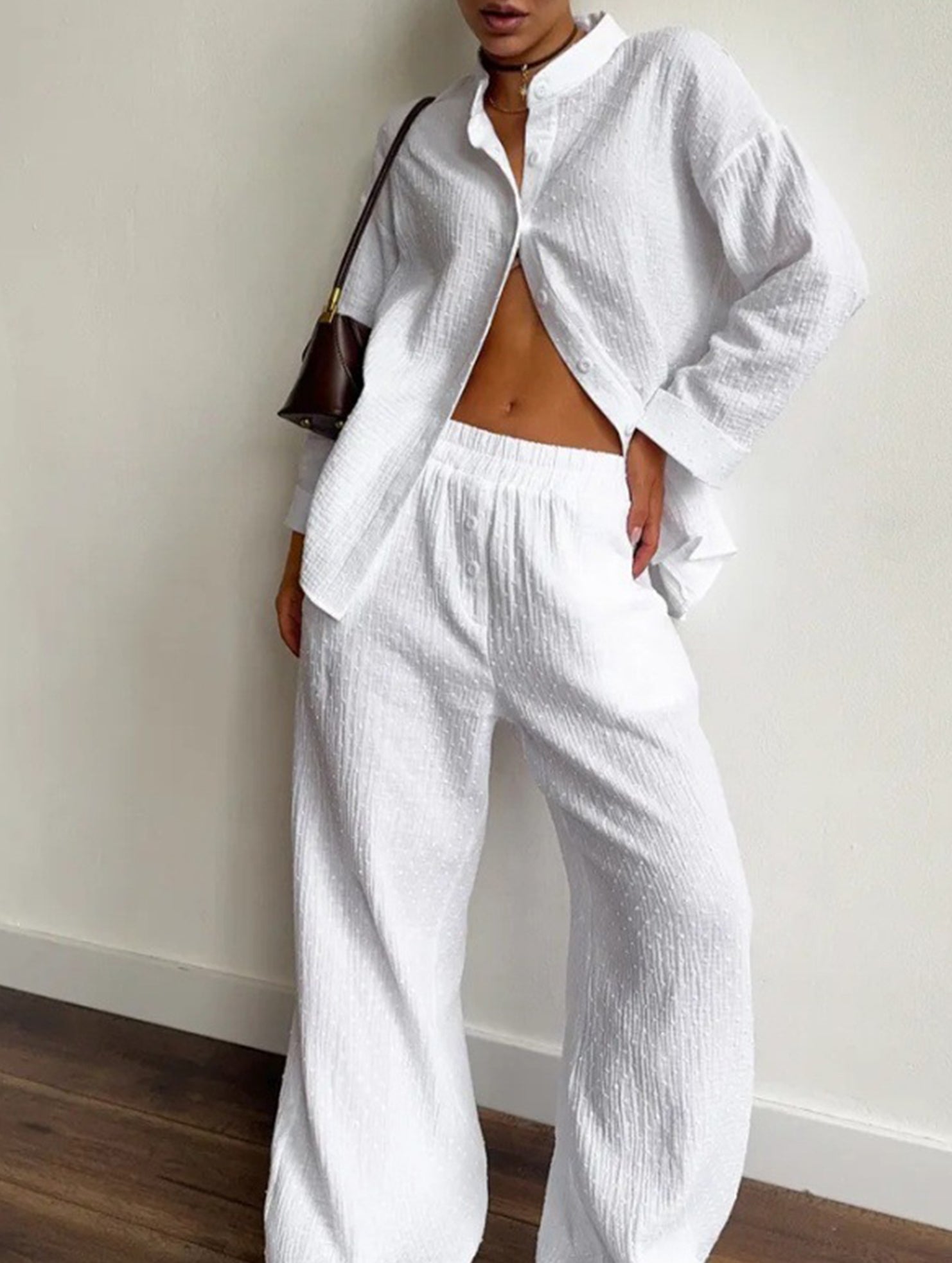 Women's Long-Sleeved Collared Elastic Pants Suit_CWSS01426