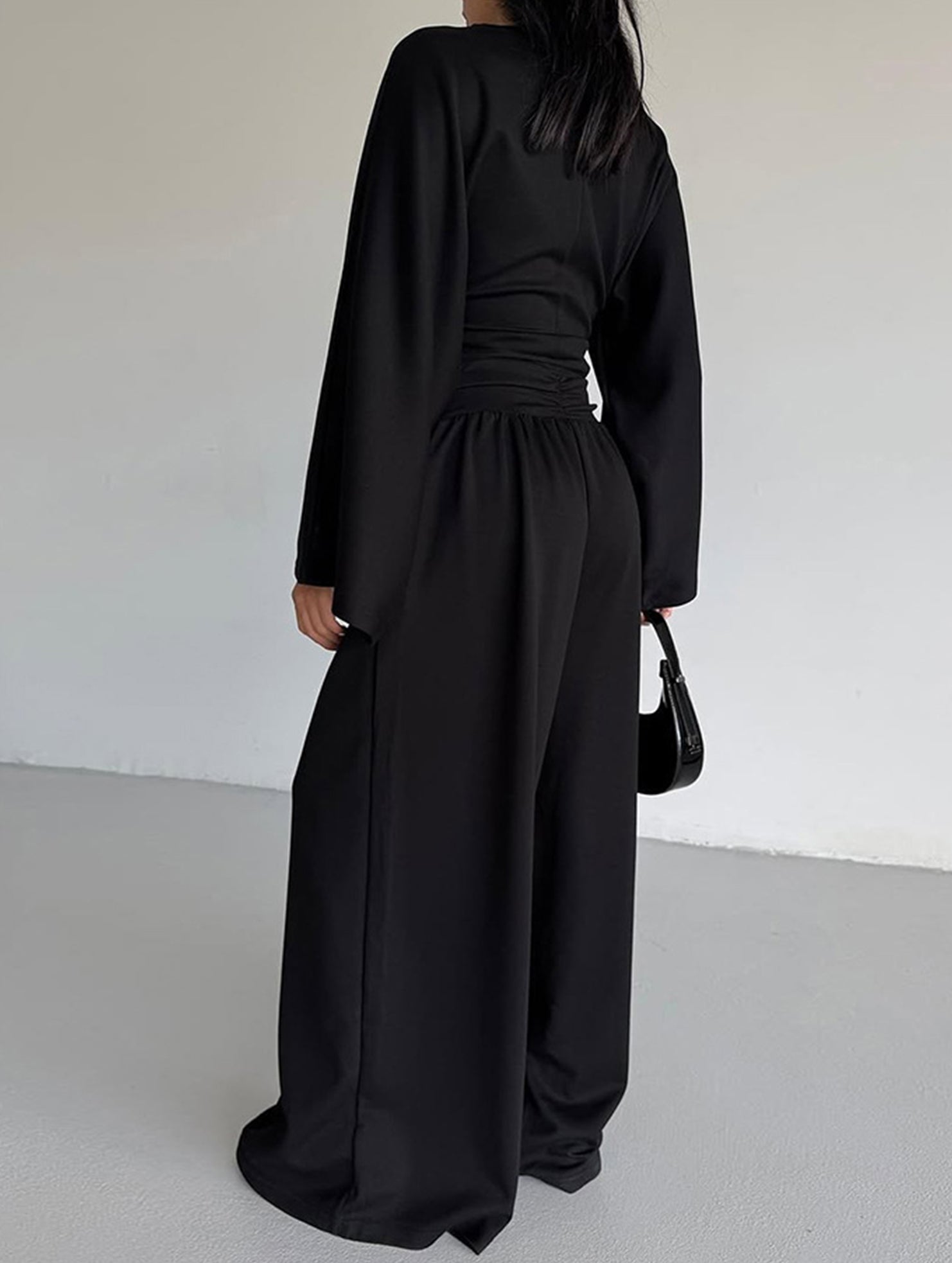 Waist-Fitted Top and Wide Leg Pants Set_CWSS01434