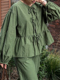 Stylish Ruffled Puff Sleeve Top and Pants Set_CWSS01438