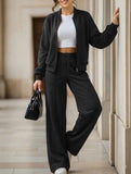 Women's drawstring sweatshirt and straight leg pants