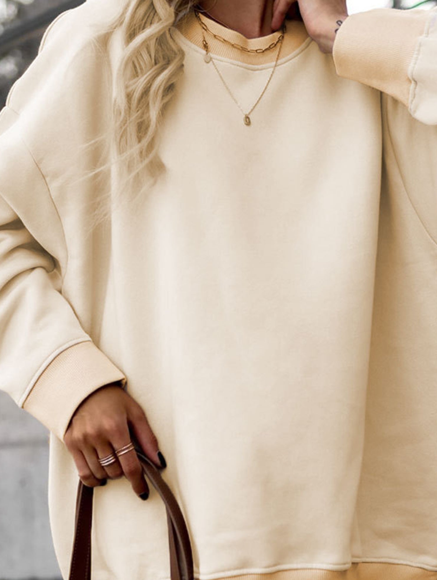 Women's Crew Neck Irregular Sweatshirt Set_CWSS01444