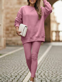 Women's Crew Neck Irregular Sweatshirt Set_CWSS01444