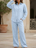 Casual shirt and loose wide-leg pants suit_CWSS01447