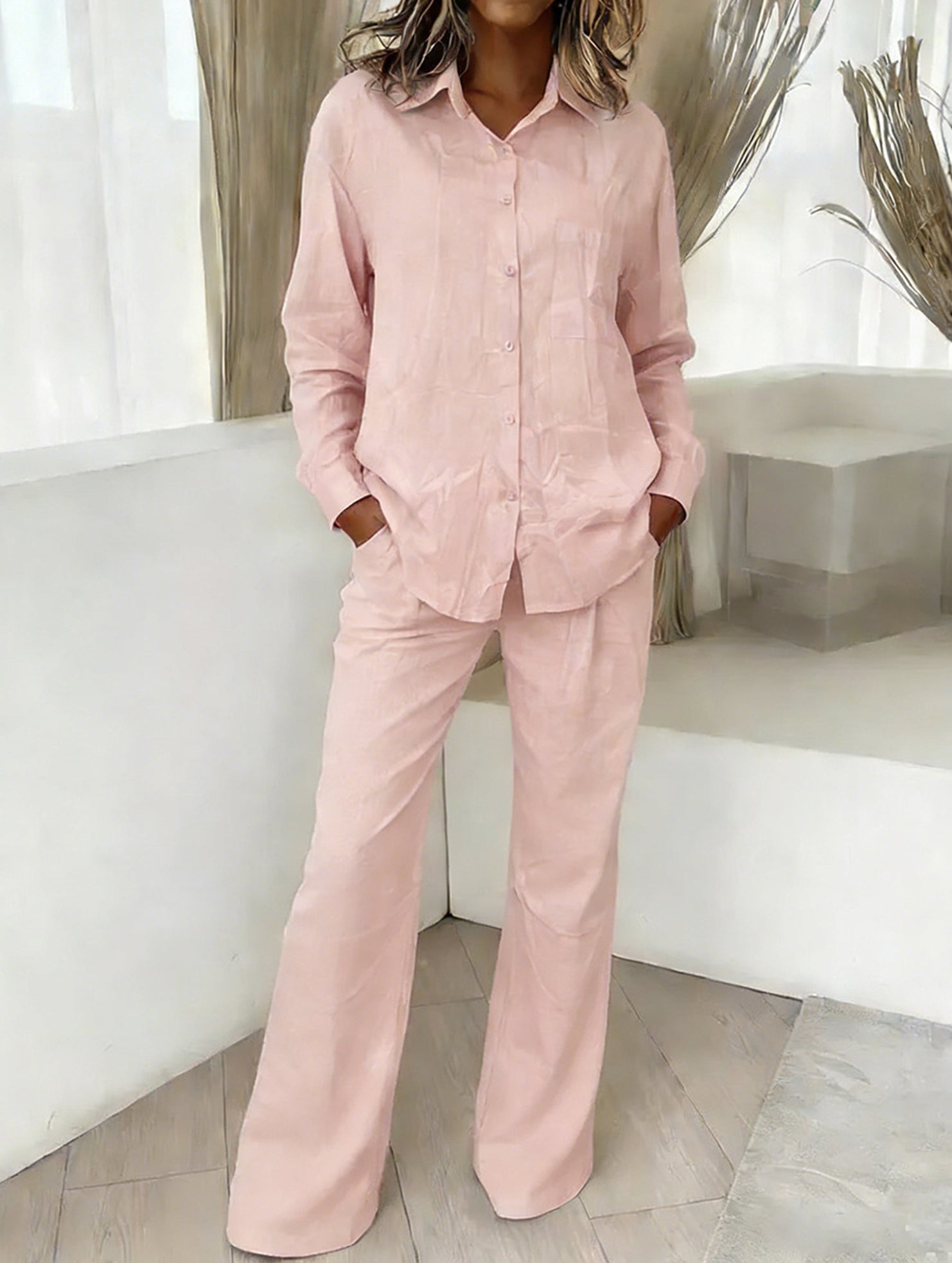Casual shirt and loose wide-leg pants suit_CWSS01447