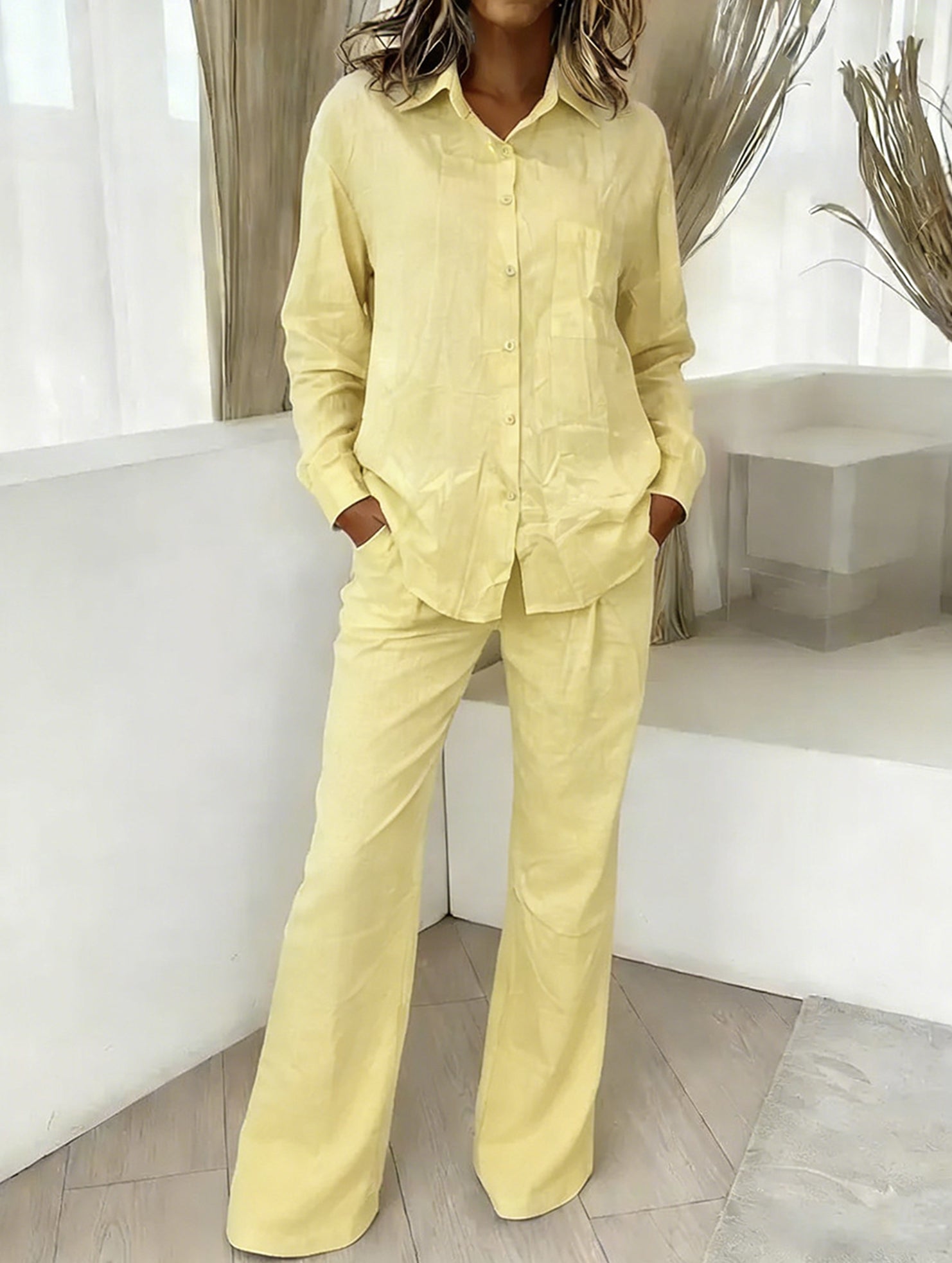 Casual shirt and loose wide-leg pants suit_CWSS01447