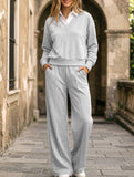 Casual collar loose top and wide-leg pants set_CWSS01448