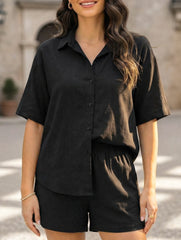Lapel Beach Vacation Casual Lace-up Suit for Women