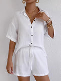 Lapel Beach Vacation Casual Lace-up Suit for Women