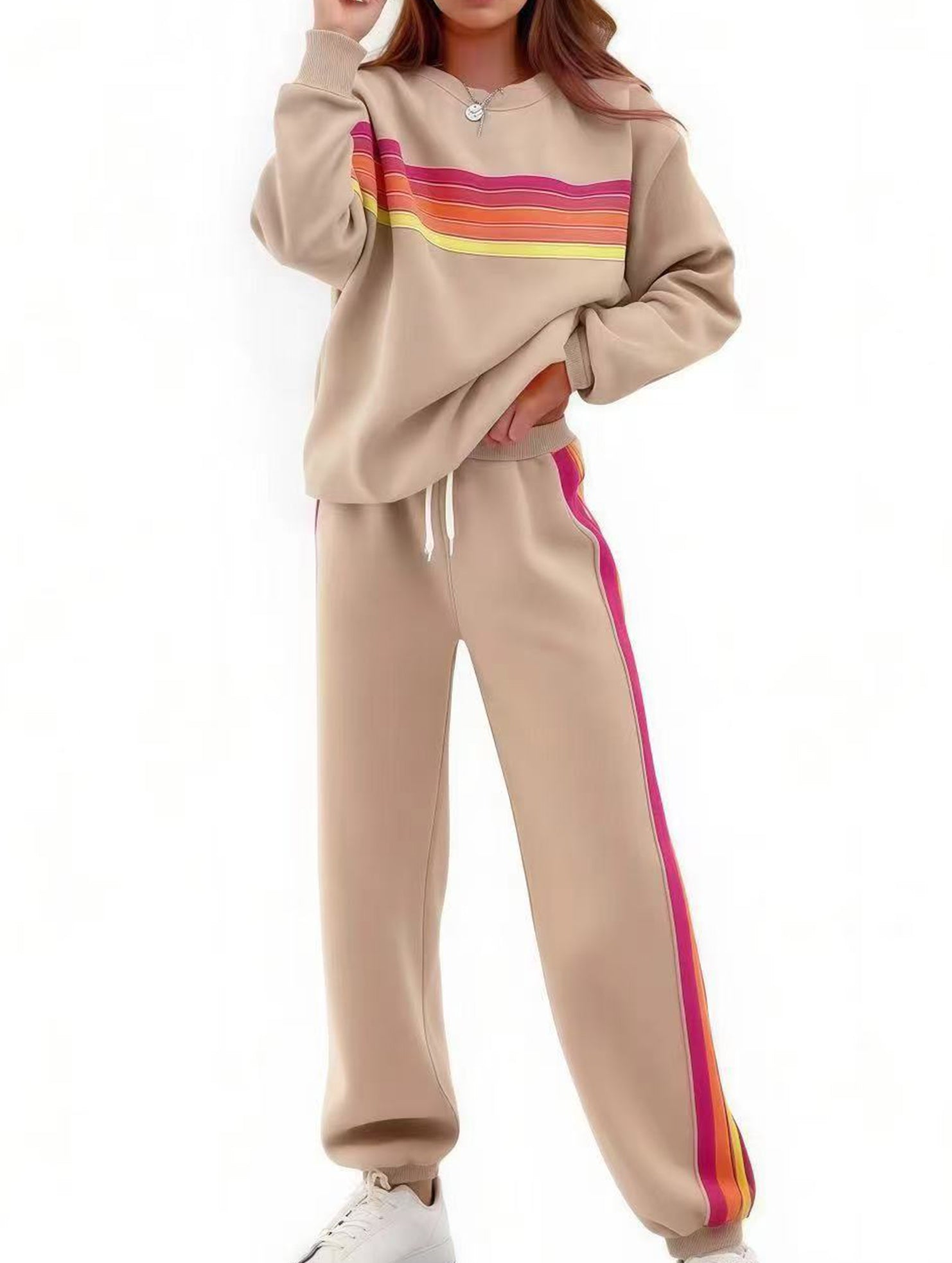 Loose-fitting elastic waist trouser suit for women_CWSS01453