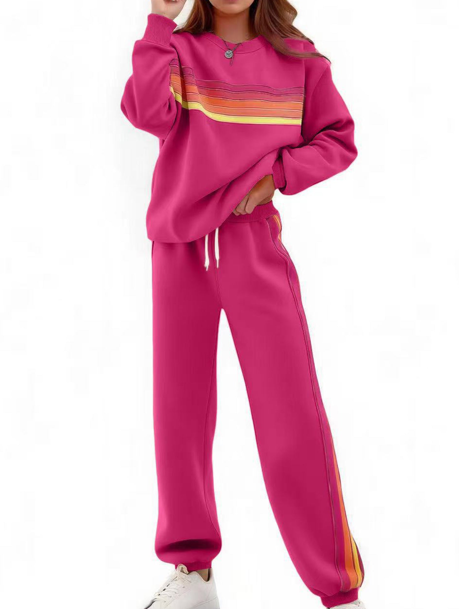 Loose-fitting elastic waist trouser suit for women_CWSS01453