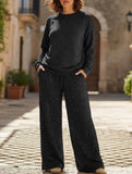 Crew neck top and drawstring casual pants set_CWSS01456