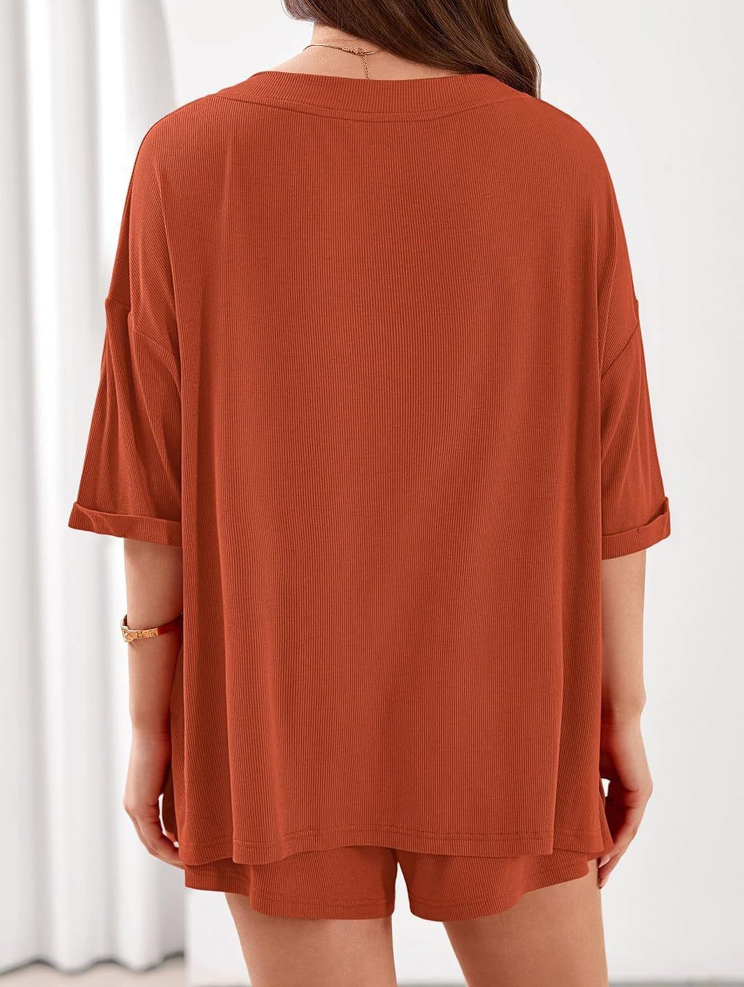 V-neck short-sleeved casual beach suit for women