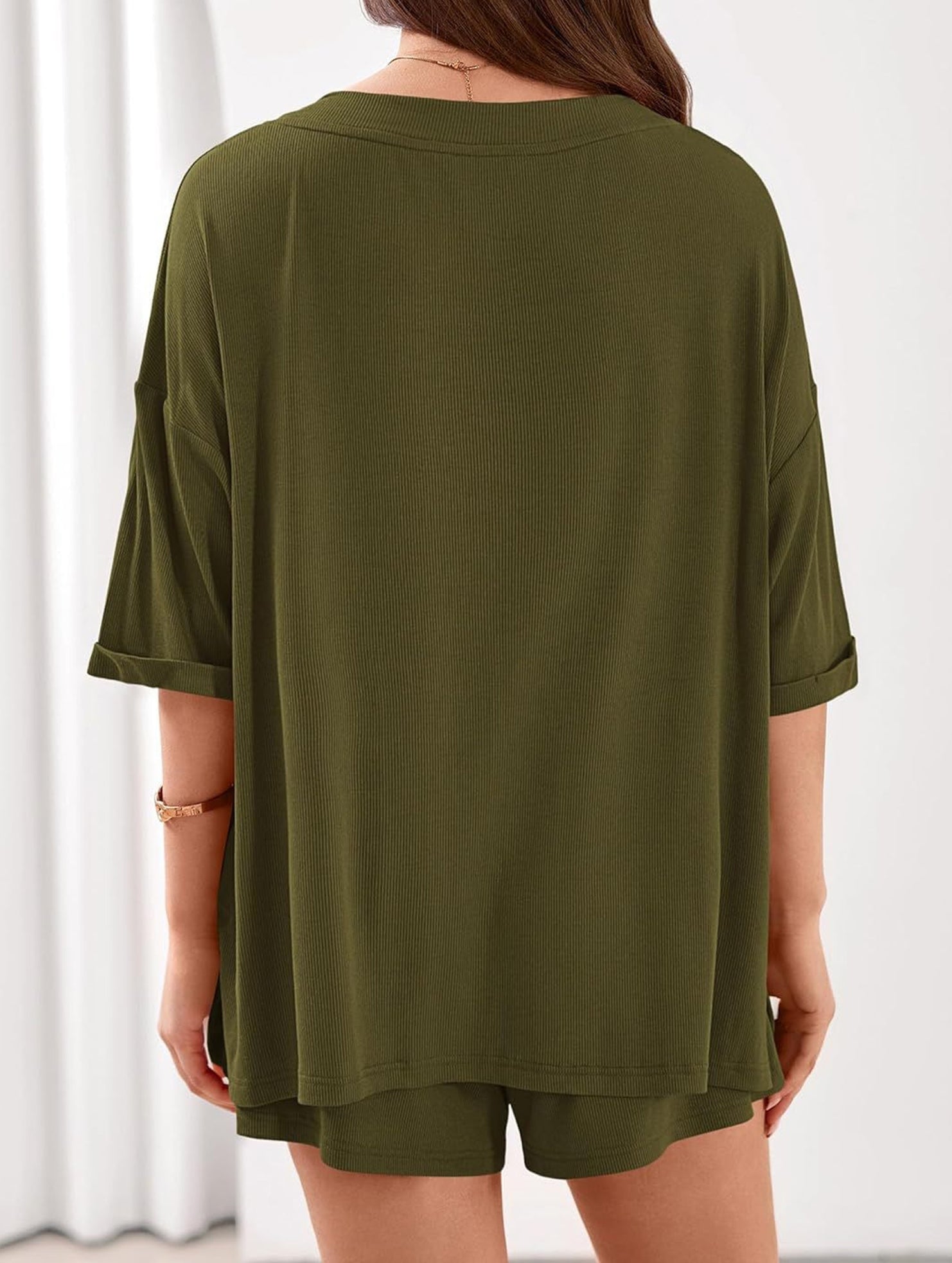 V-neck short-sleeved casual beach suit for women