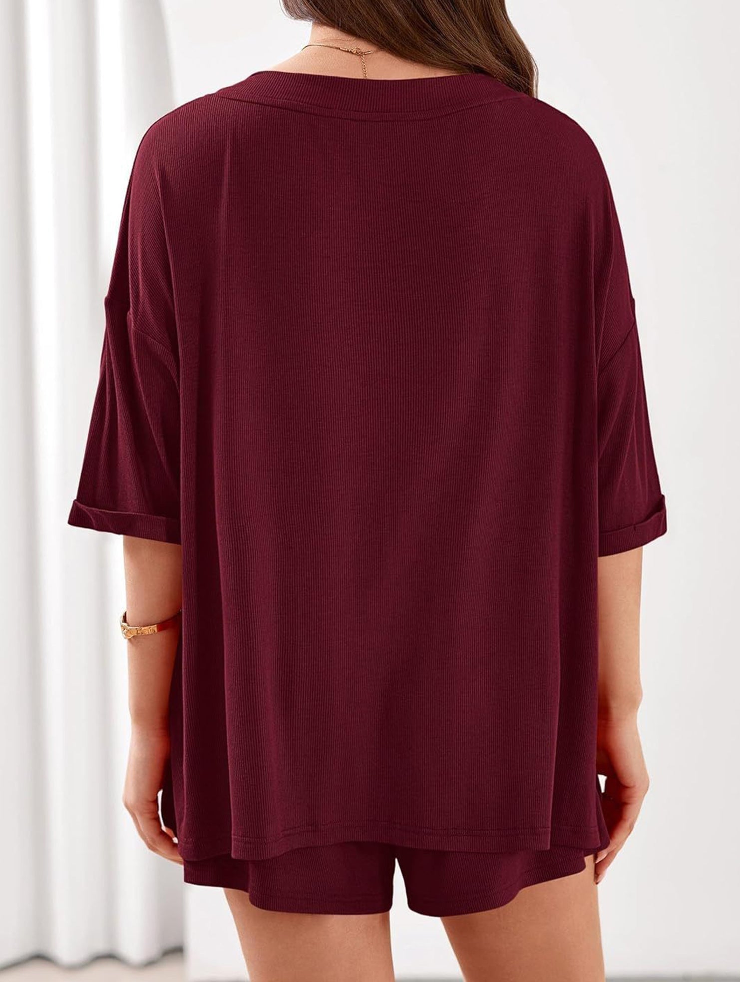 V-neck short-sleeved casual beach suit for women