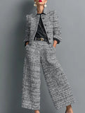 Women's Lapel Slim Fit Short Jacket and Pants Set_CWSS01458