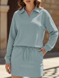 Sport Collar Top Skirt Set