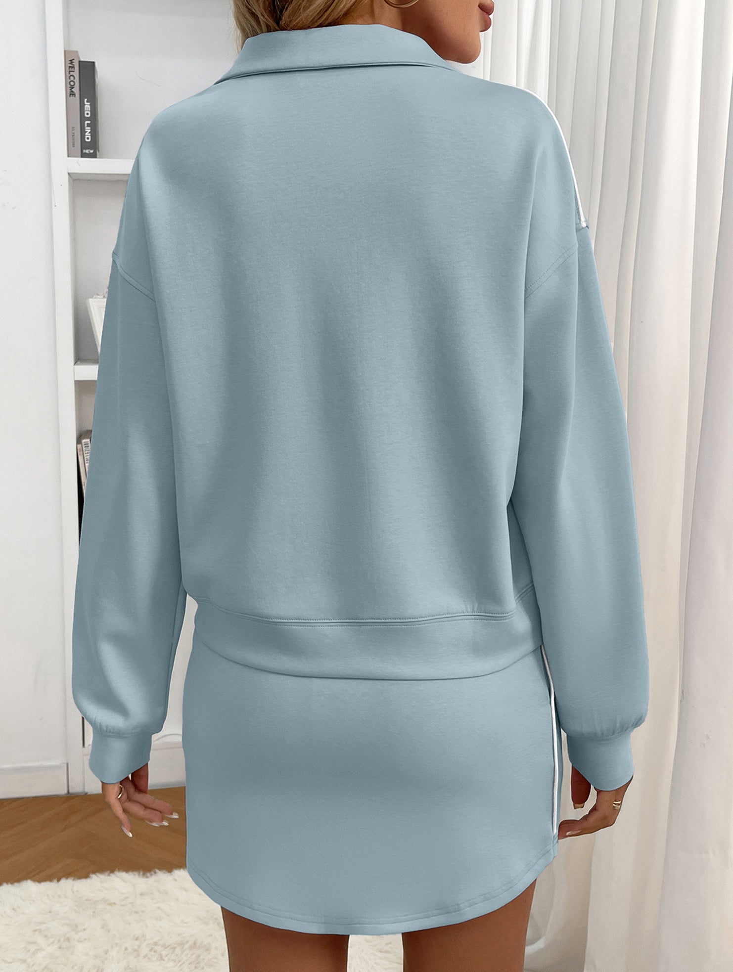 Sport Collar Top Skirt Set