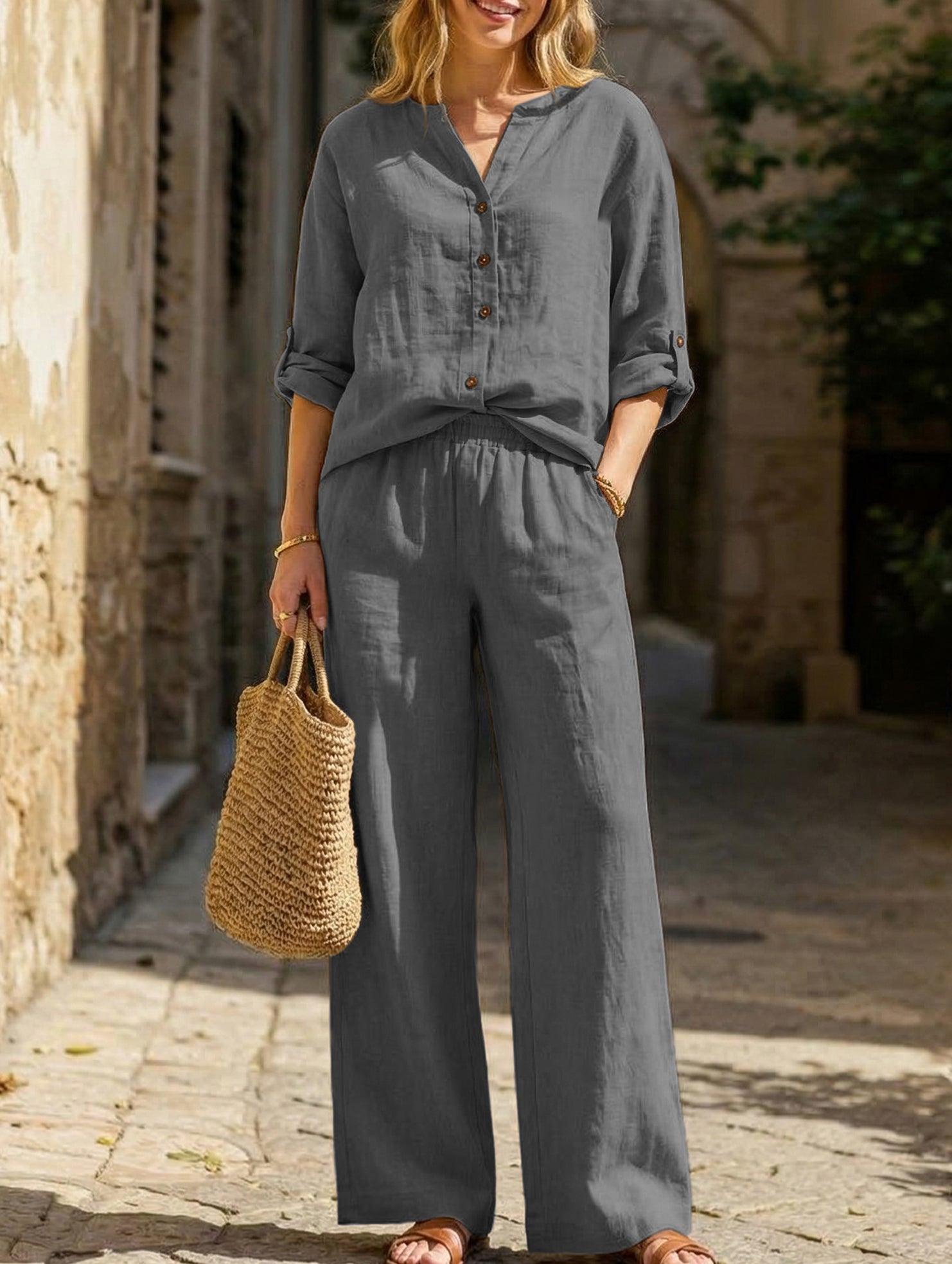 Loose Wide Leg Pants Set