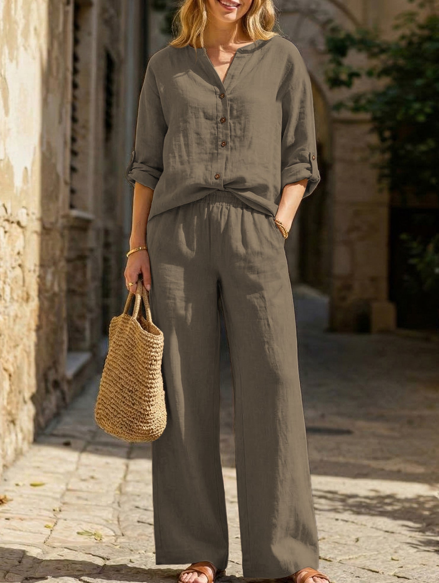 Loose Wide Leg Pants Set