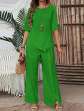 Irregular Hem Shirt Pants Set