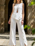 Irregular Hem Shirt Pants Set