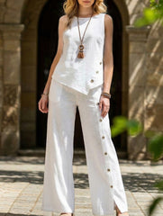 Irregular Hem Shirt Pants Set