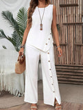 Irregular Hem Shirt Pants Set