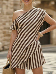 One Shoulder Top Shorts Set