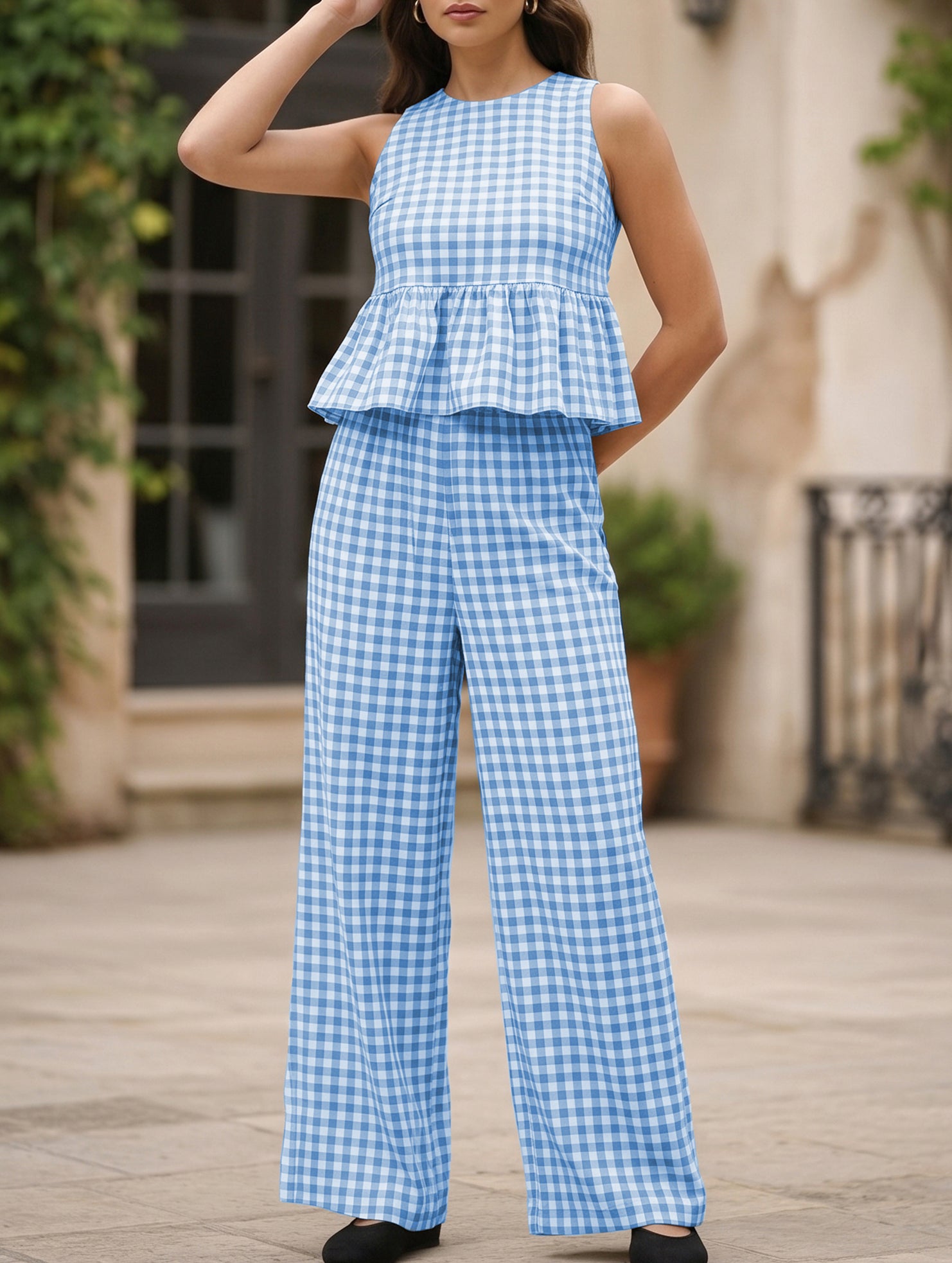 Sleeveless Top Pants Two Piece Set_CWSS01486