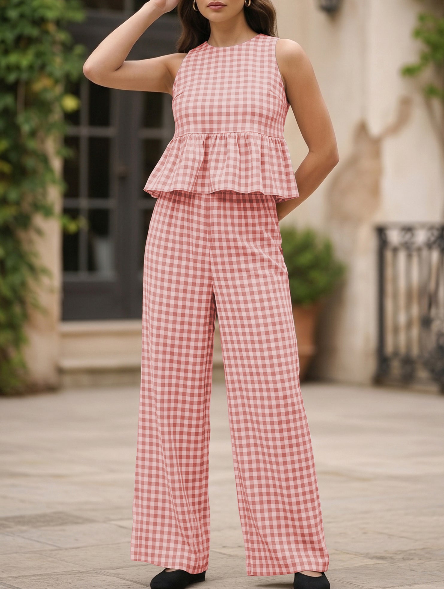 Sleeveless Top Pants Two Piece Set_CWSS01486