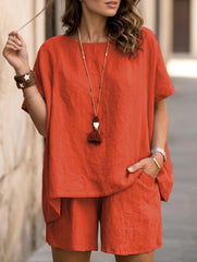Short Sleeve Top Shorts Set_CWSS01488