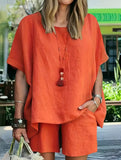 Short Sleeve Top Shorts Set_CWSS01488