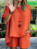 Short Sleeve Top Shorts Set_CWSS01488