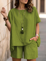 Short Sleeve Top Shorts Set_CWSS01488
