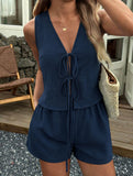 Sleeveless Tie Casual Two Piece Set_CWSS01492