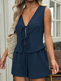 Sleeveless Tie Casual Two Piece Set_CWSS01492