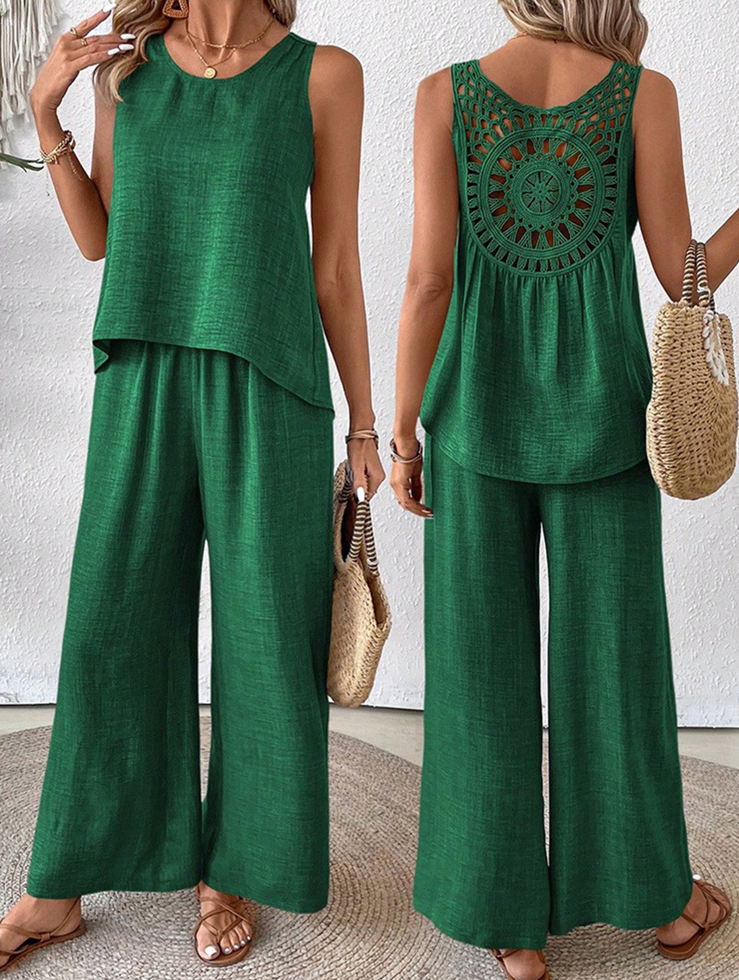 Backless Hollow Out Fashion Two Piece Set_CWSS01496