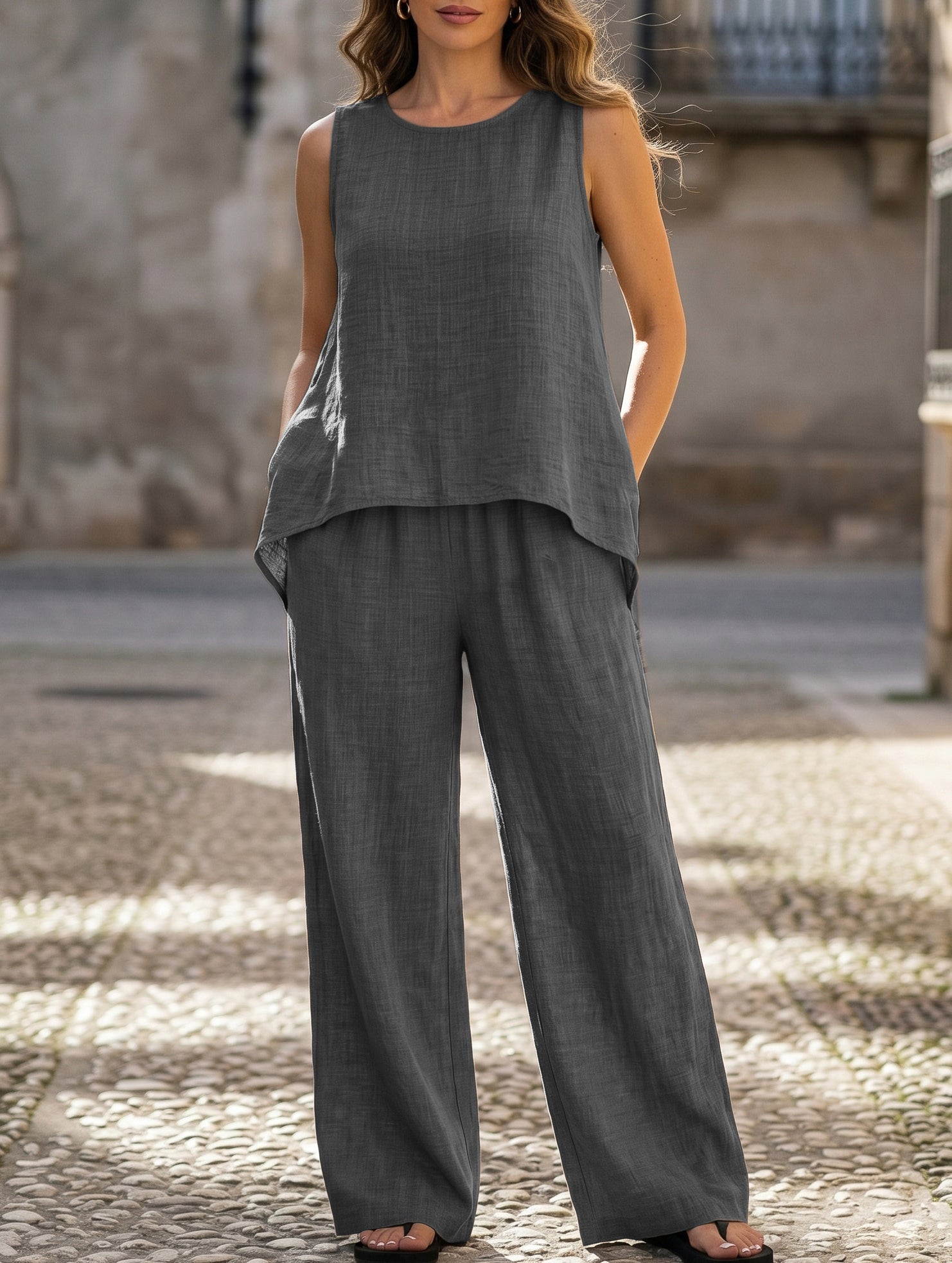 Backless Hollow Out Fashion Two Piece Set_CWSS01496