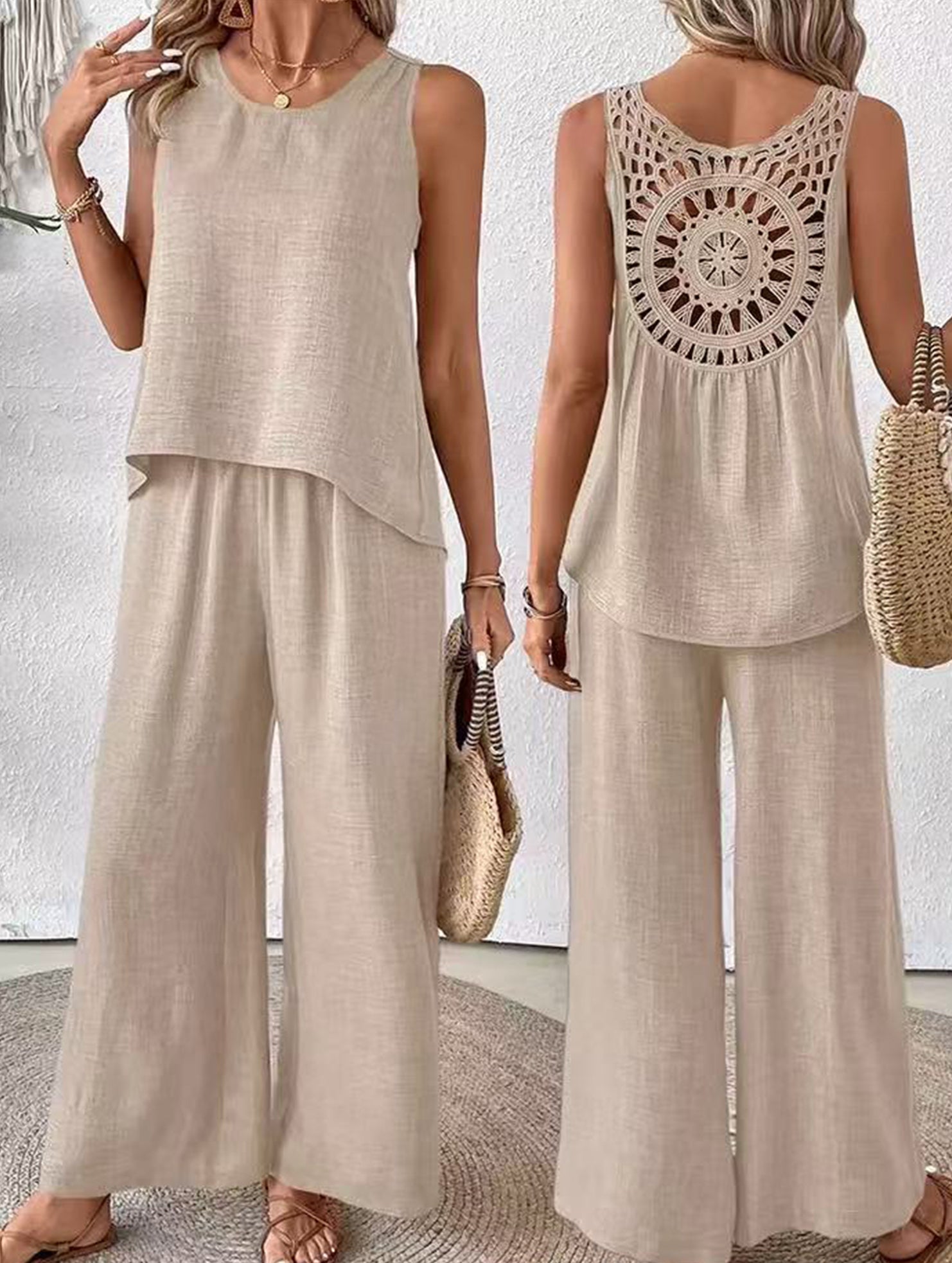 Backless Hollow Out Fashion Two Piece Set_CWSS01496
