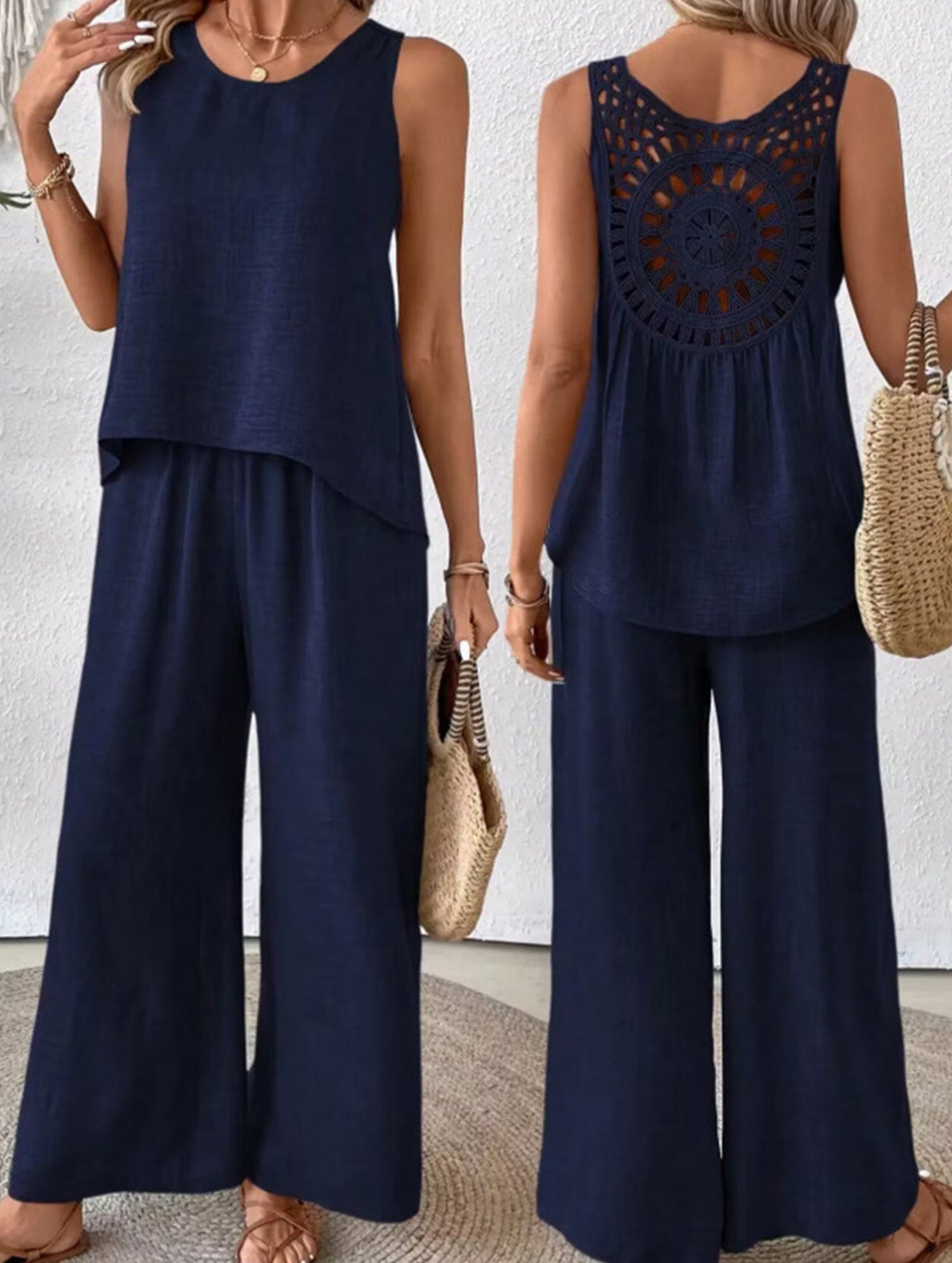 Backless Hollow Out Fashion Two Piece Set_CWSS01496