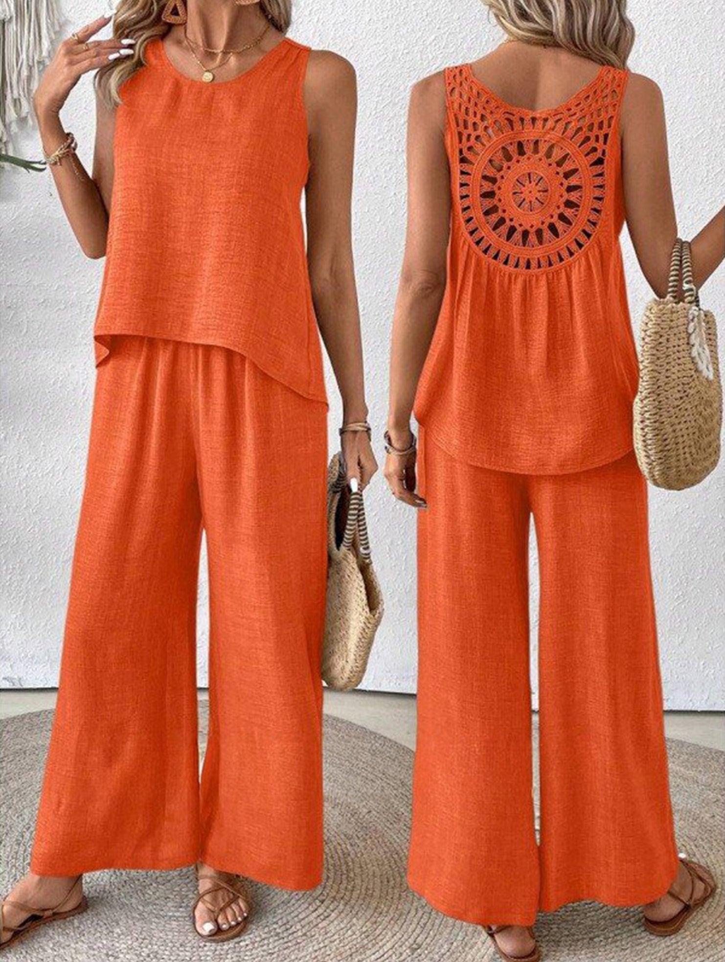 Backless Hollow Out Fashion Two Piece Set_CWSS01496