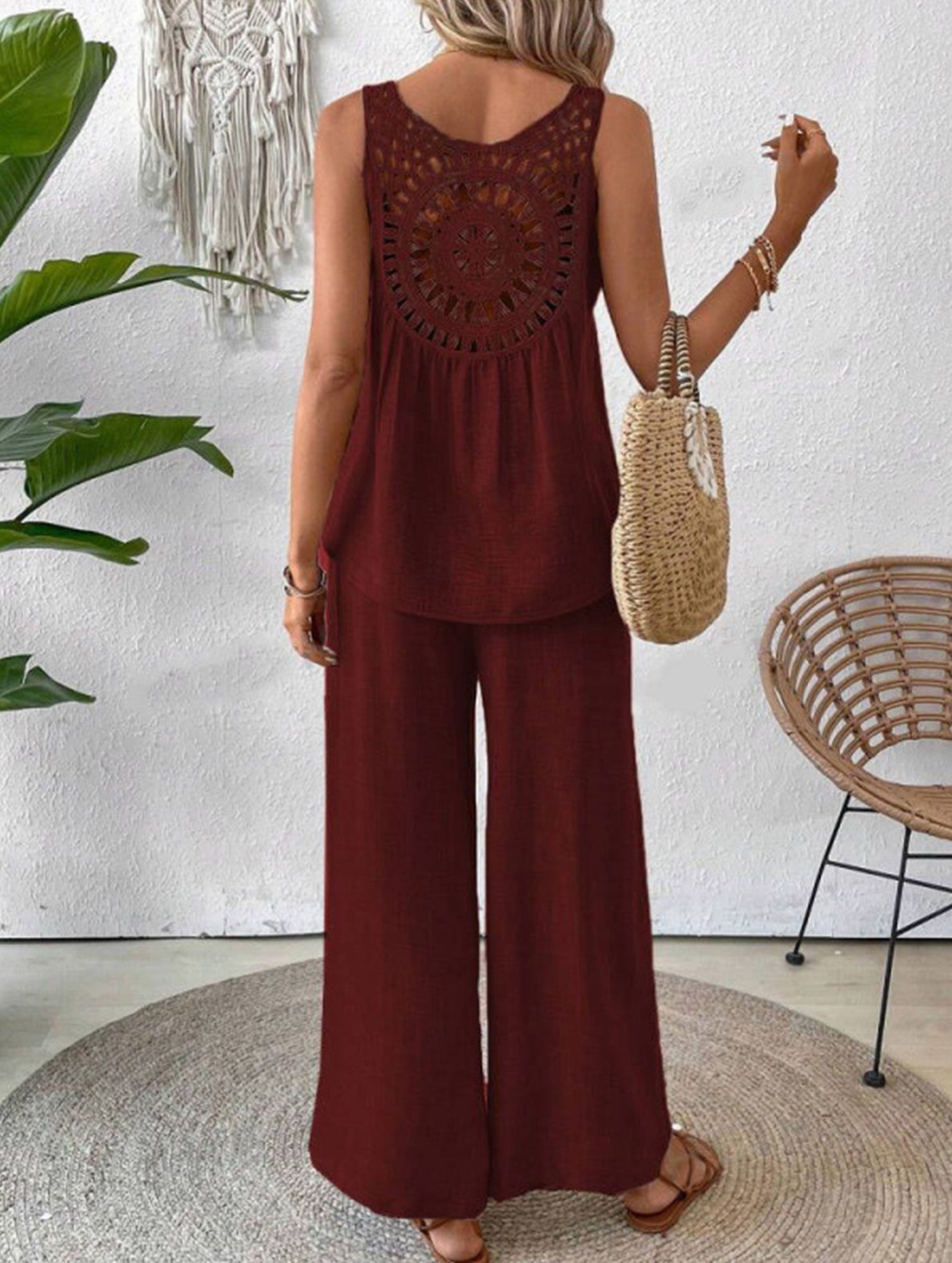 Backless Hollow Out Fashion Two Piece Set_CWSS01496