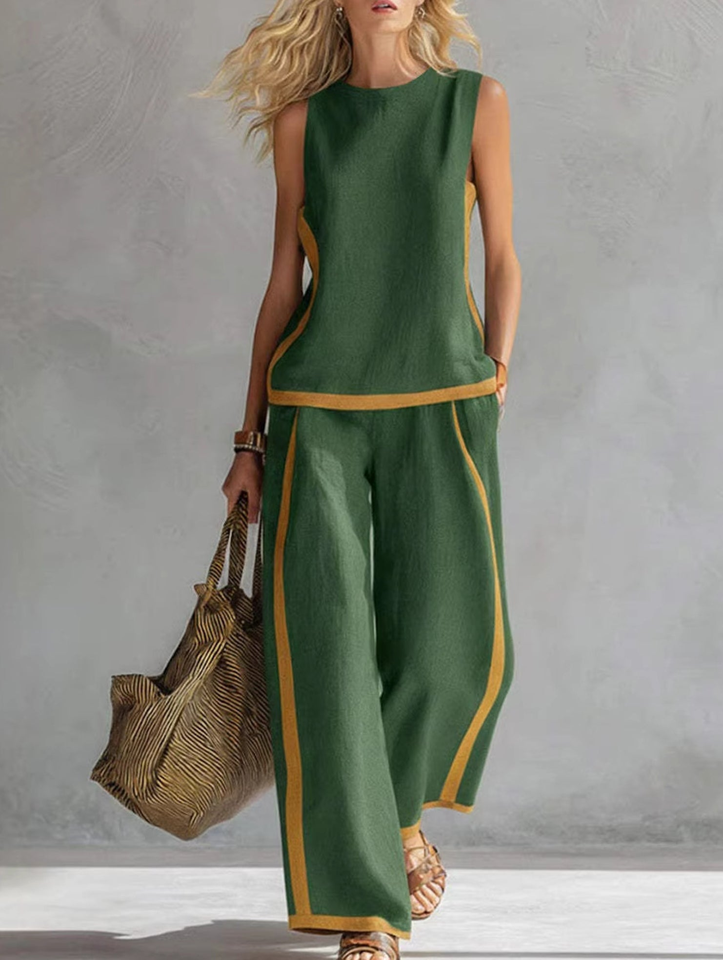 Colorblock Wide Leg Two Piece Set_CWSS01500