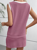 Color Block Slit Sport Tank Top Set