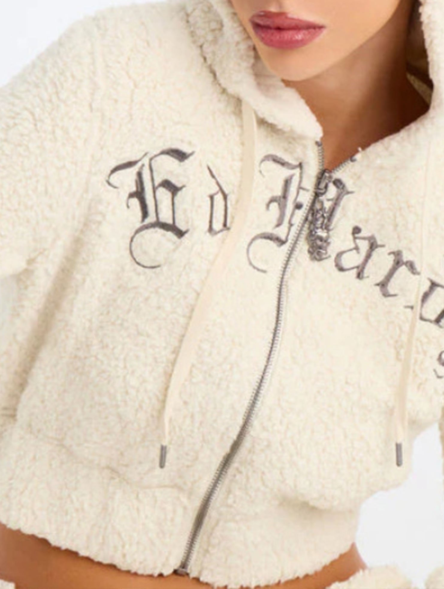 Hooded Zip Fleece Embroidered Casual Set_CWSTB00962