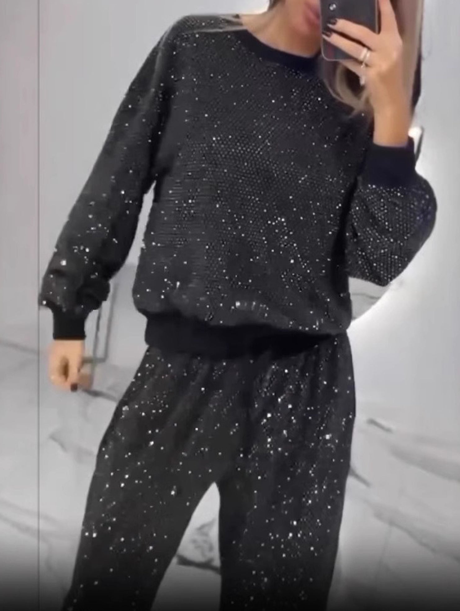 Sequin Starry Sky Loose Two Piece Set_CWSTB01011