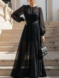 Black Mesh Two Piece Maxi Dress_CWSTB01051