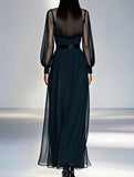 Black Mesh Two Piece Maxi Dress_CWSTB01051