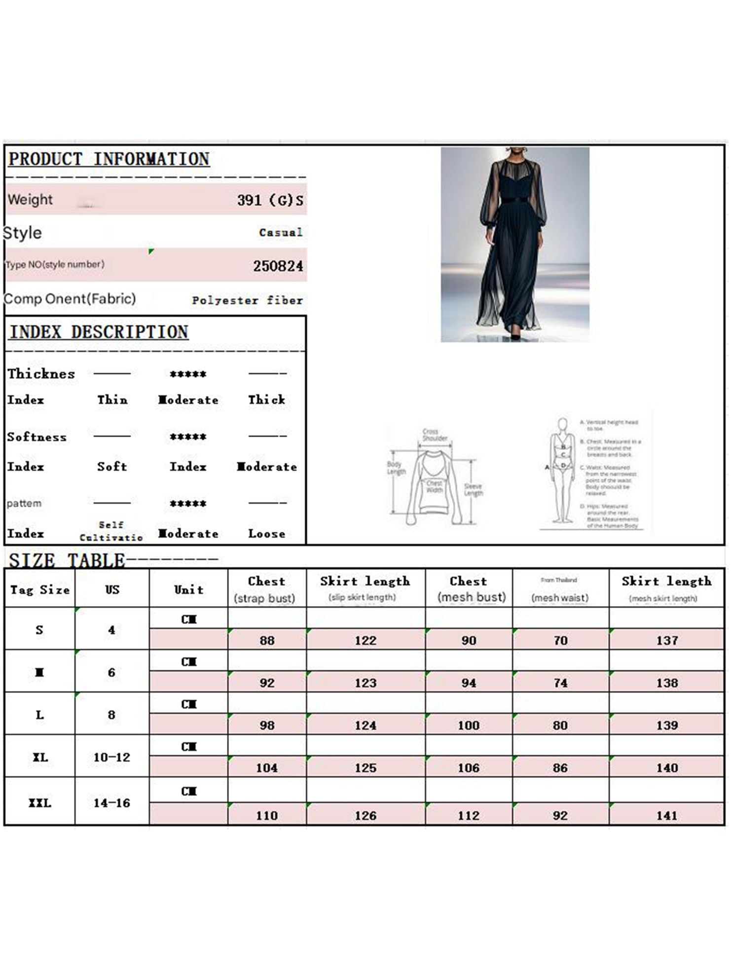 Black Mesh Two Piece Maxi Dress_CWSTB01051