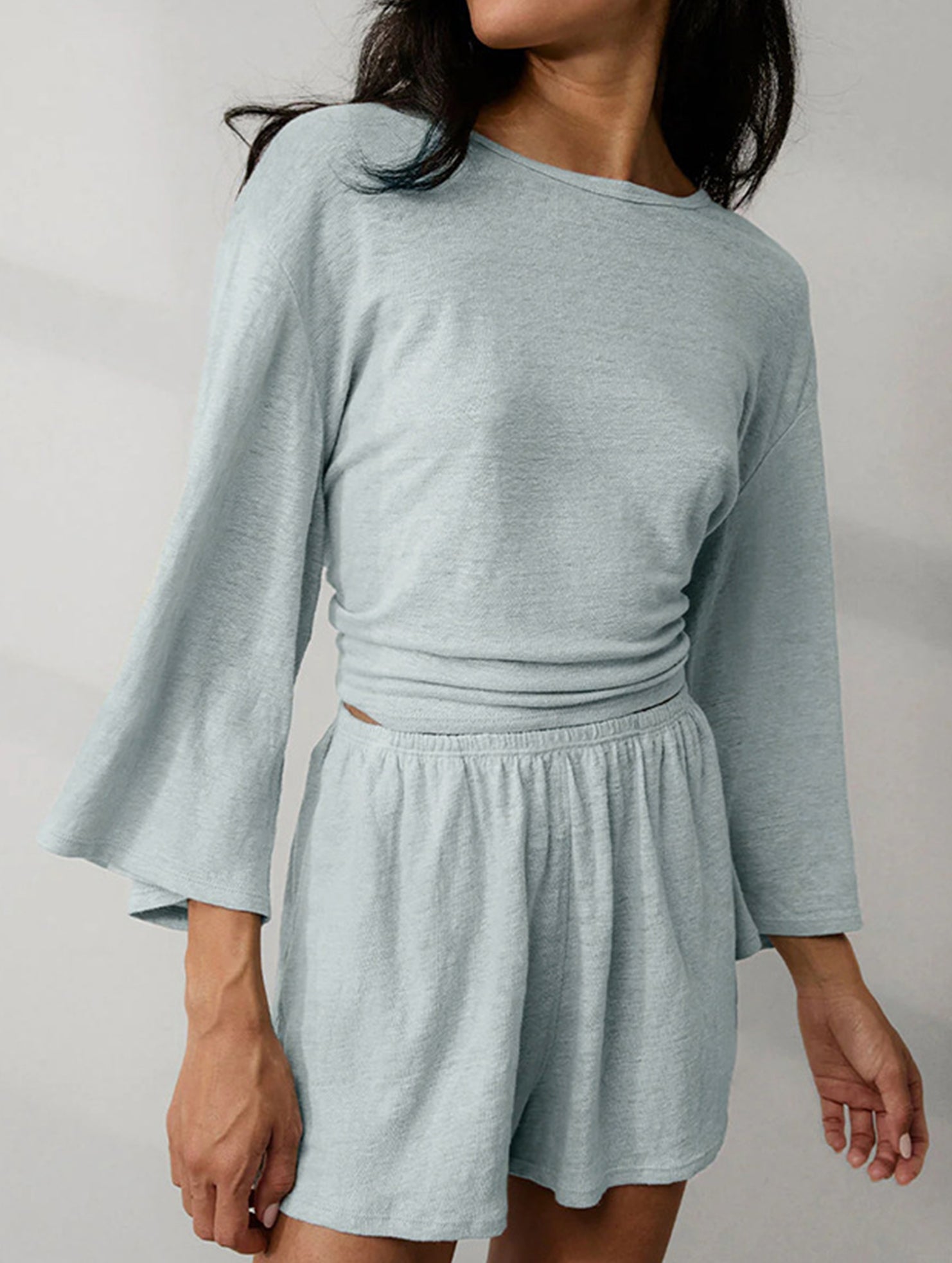 Tencel Linen Lounge Tee Shorts Set_CWSTB01060